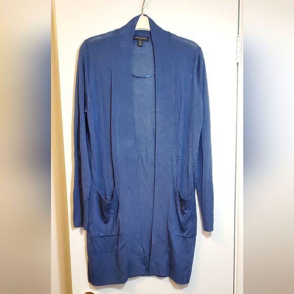 XS Banana Republic Women's Blue Open Front Cardigan Long Sleeve Pockets - Picture 1 of 4